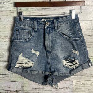 One Teaspoon High Waist Bandits Cut Off Denim Shorts 25 Jean 100% Cotton